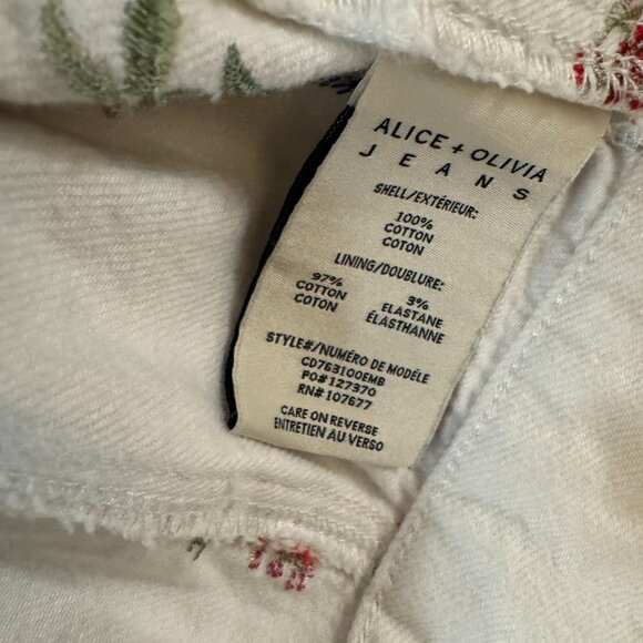 Alice + Olivia Off White Multi Renee Embroidered Cropped Denim Jacket Size S - Picture 7 of 8